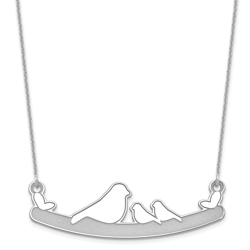 14K Weißgold Mama und 2 Baby Birds Halskette