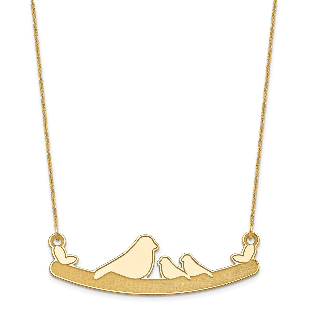 14K Gelbgold Mama und 2 Baby Birds Halskette
