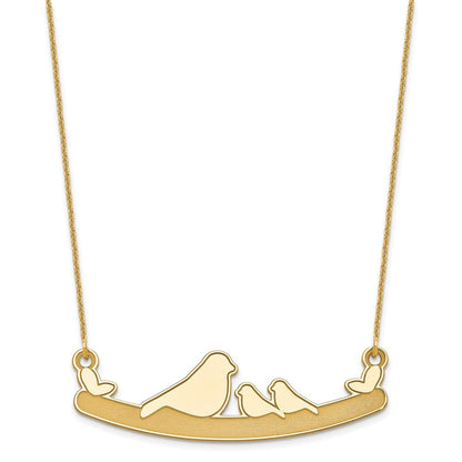 14K Gelbgold Mama und 2 Baby Birds Halskette