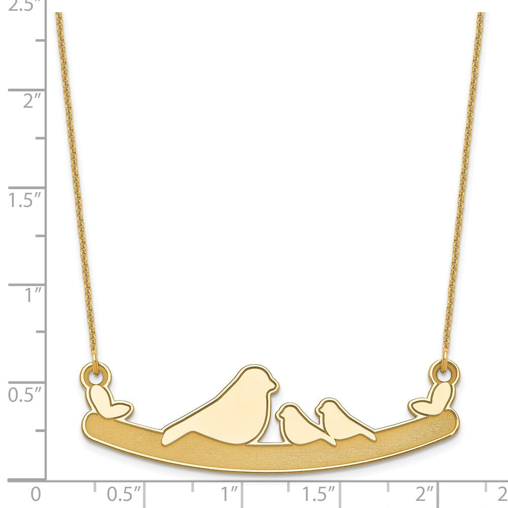 14K Gelbgold Mama und 2 Baby Birds Halskette