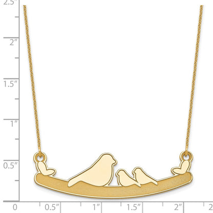 14K Gelbgold Mama und 2 Baby Birds Halskette