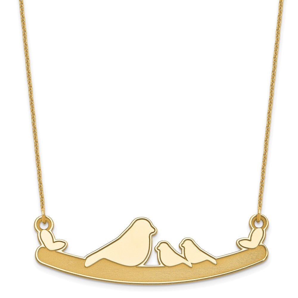 14K Gelbgold Mama und 2 Baby Birds Halskette