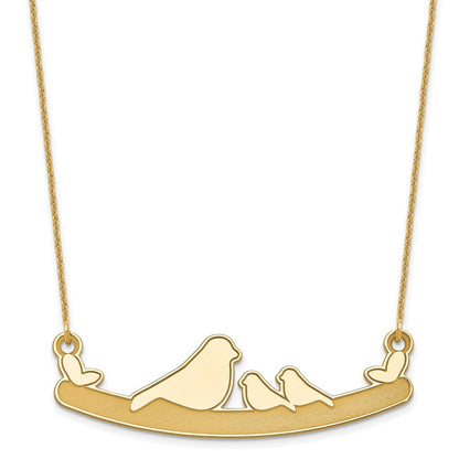 14K Gelbgold Mama und 2 Baby Birds Halskette