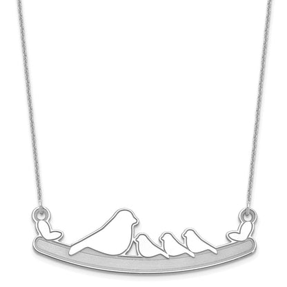 14K Weißgold Mama und 3 Baby Birds Halskette