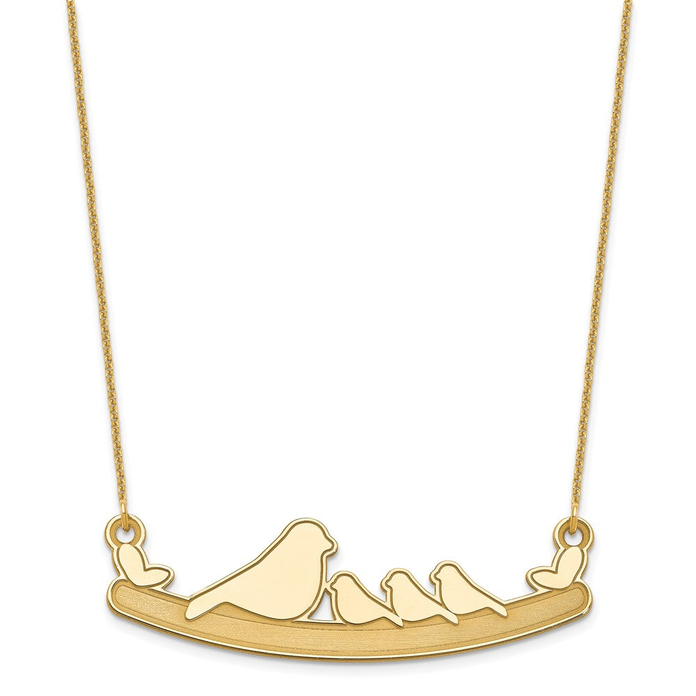 14K Gelbgold Mama und 3 Baby Birds Halskette