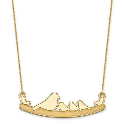 14K Gelbgold Mama und 3 Baby Birds Halskette