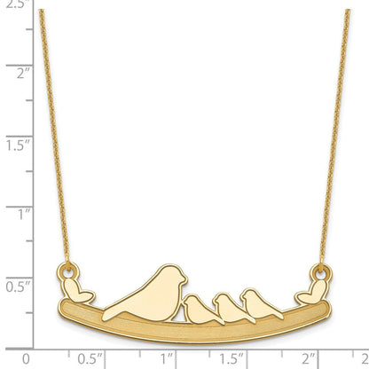 14K Gelbgold Mama und 3 Baby Birds Halskette