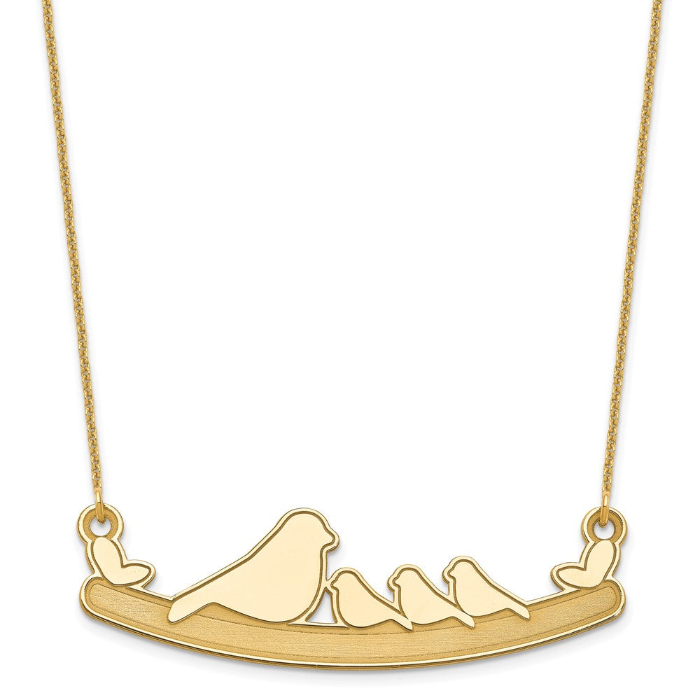 14K Gelbgold Mama und 3 Baby Birds Halskette