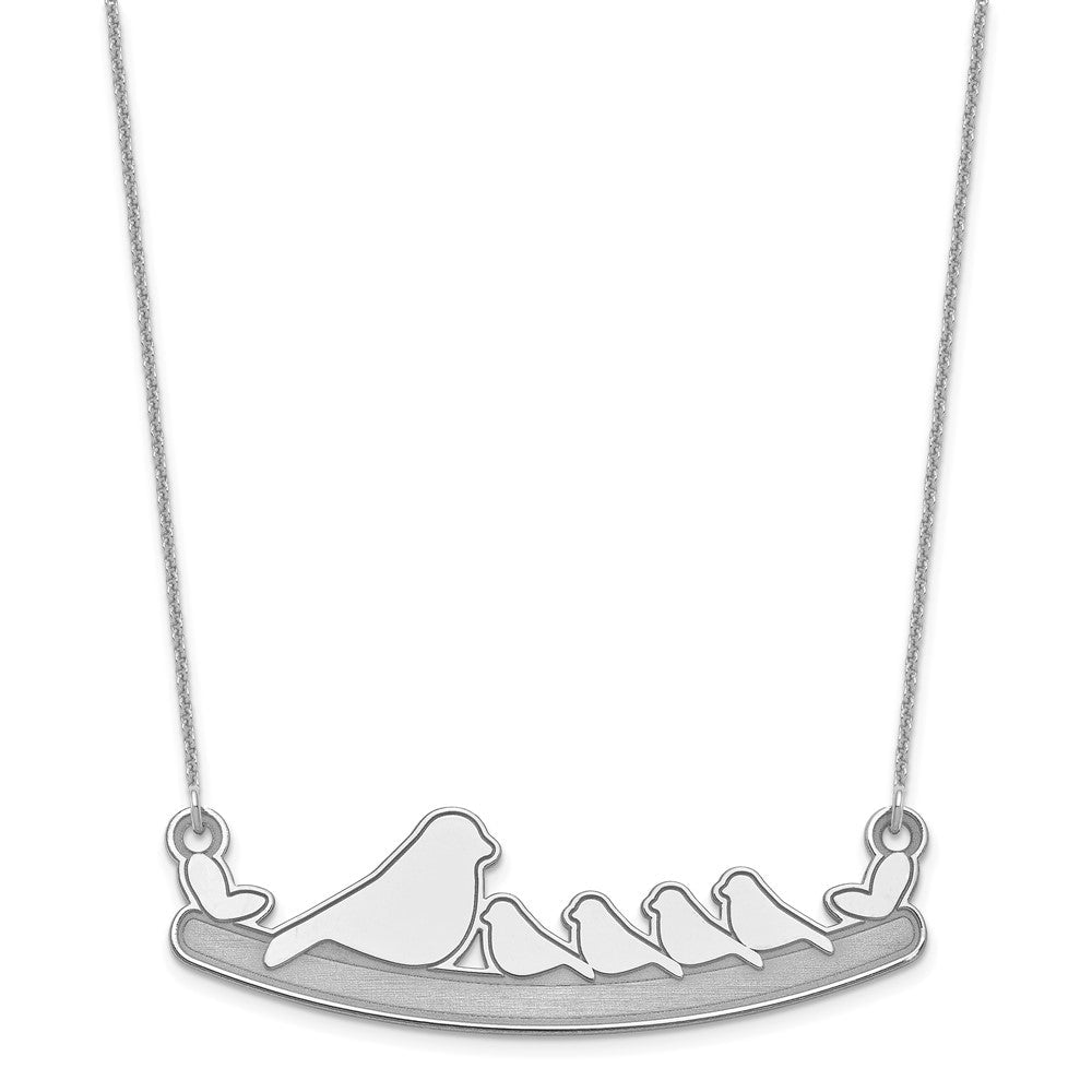 14K Weißgold Mama und 4 Baby Birds Halskette