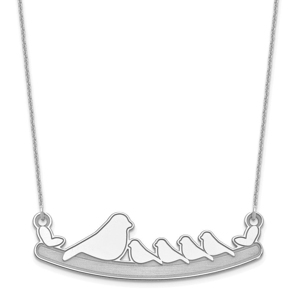 14K Weißgold Mama und 4 Baby Birds Halskette