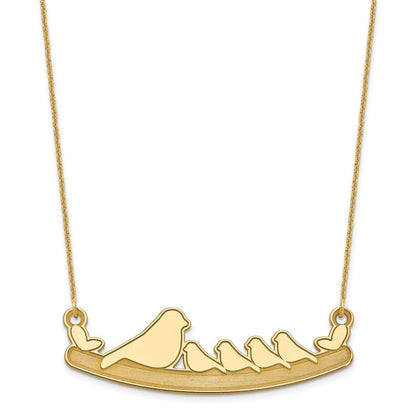 14K Gelbgold Mama und 4 Baby Birds Halskette