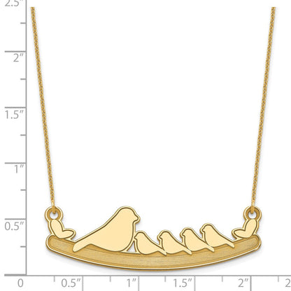 14K Gelbgold Mama und 4 Baby Birds Halskette