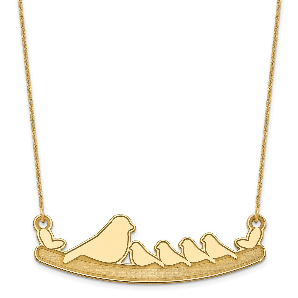 14K Gelbgold Mama und 4 Baby Birds Halskette