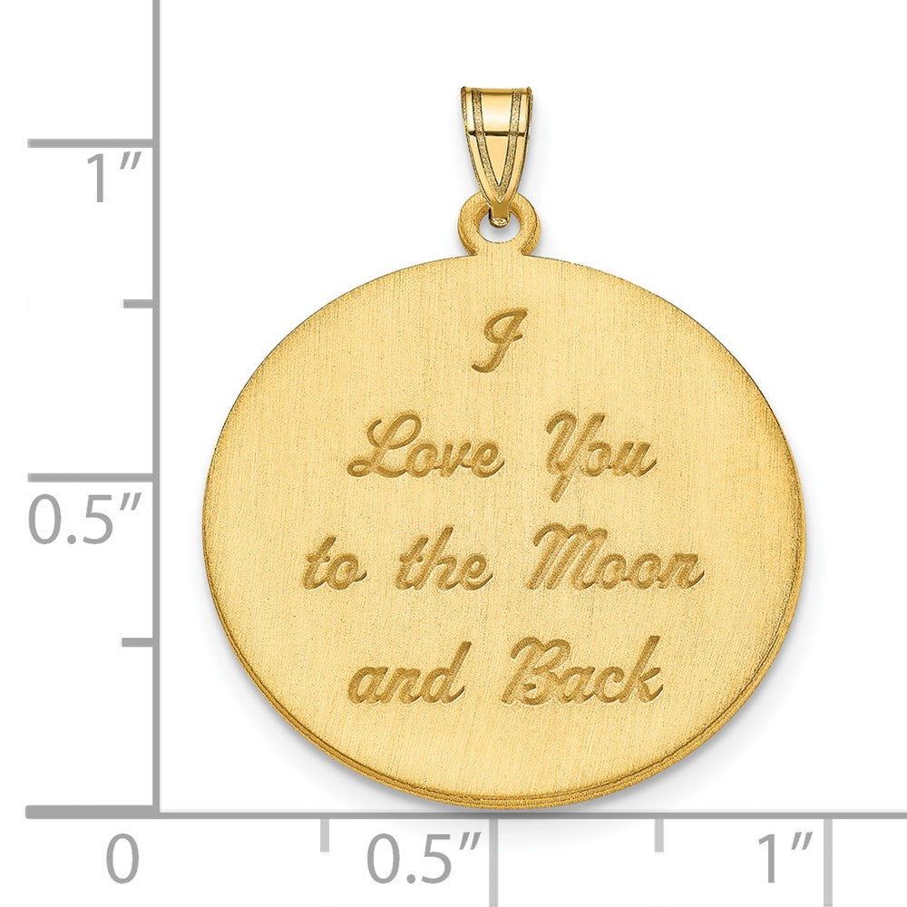 14K Gelbgold Gebürstet I Liebe You To The Mond Anhänger
