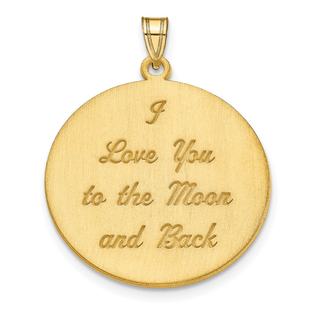 14K Gelbgold Gebürstet I Liebe You To The Mond Anhänger