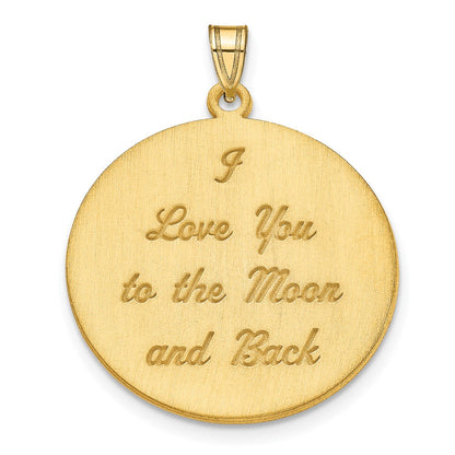 14K Gelbgold Gebürstet I Liebe You To The Mond Anhänger