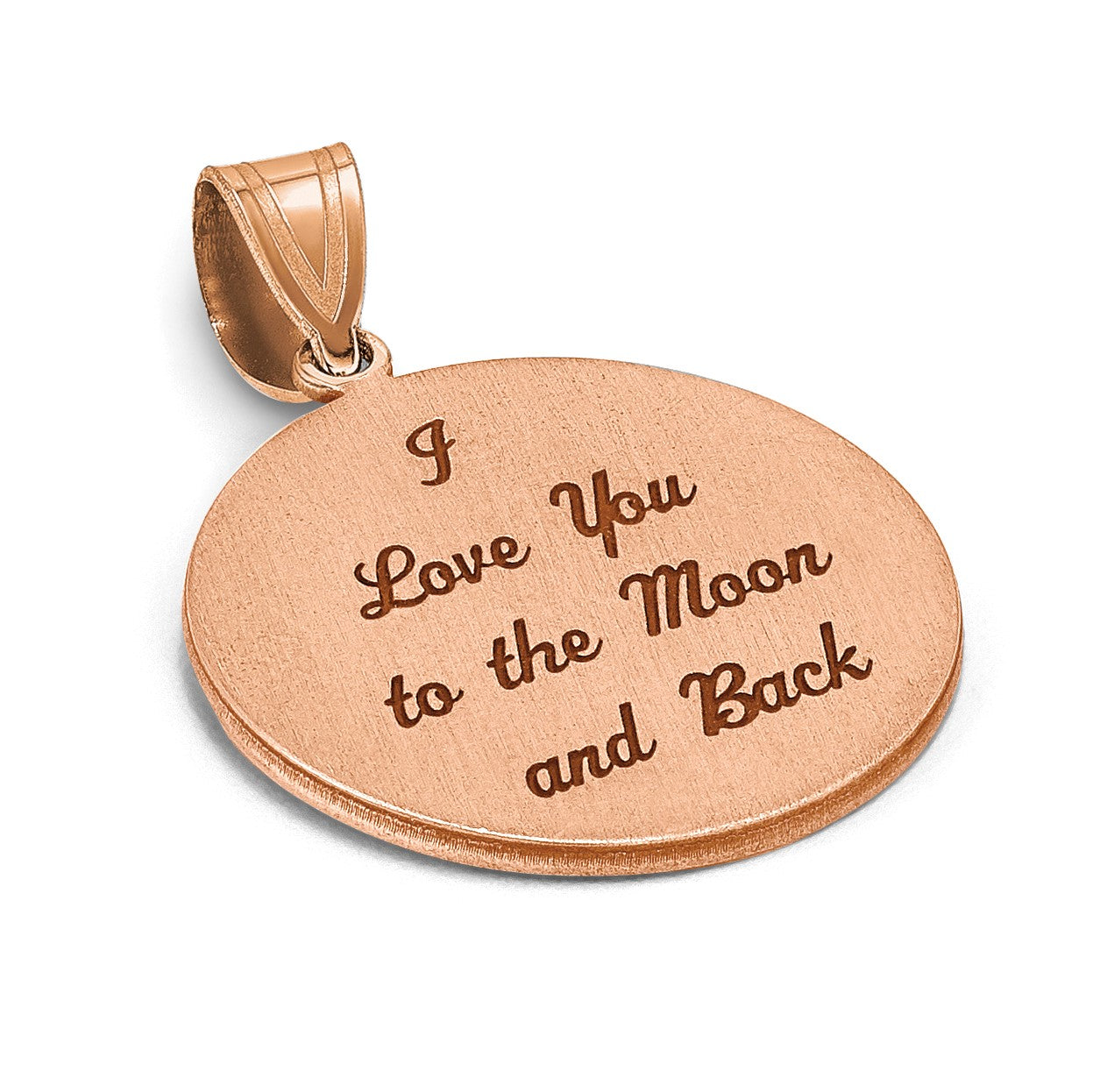 14K Roségold Gebürstet I Liebe You To The Mond Anhänger