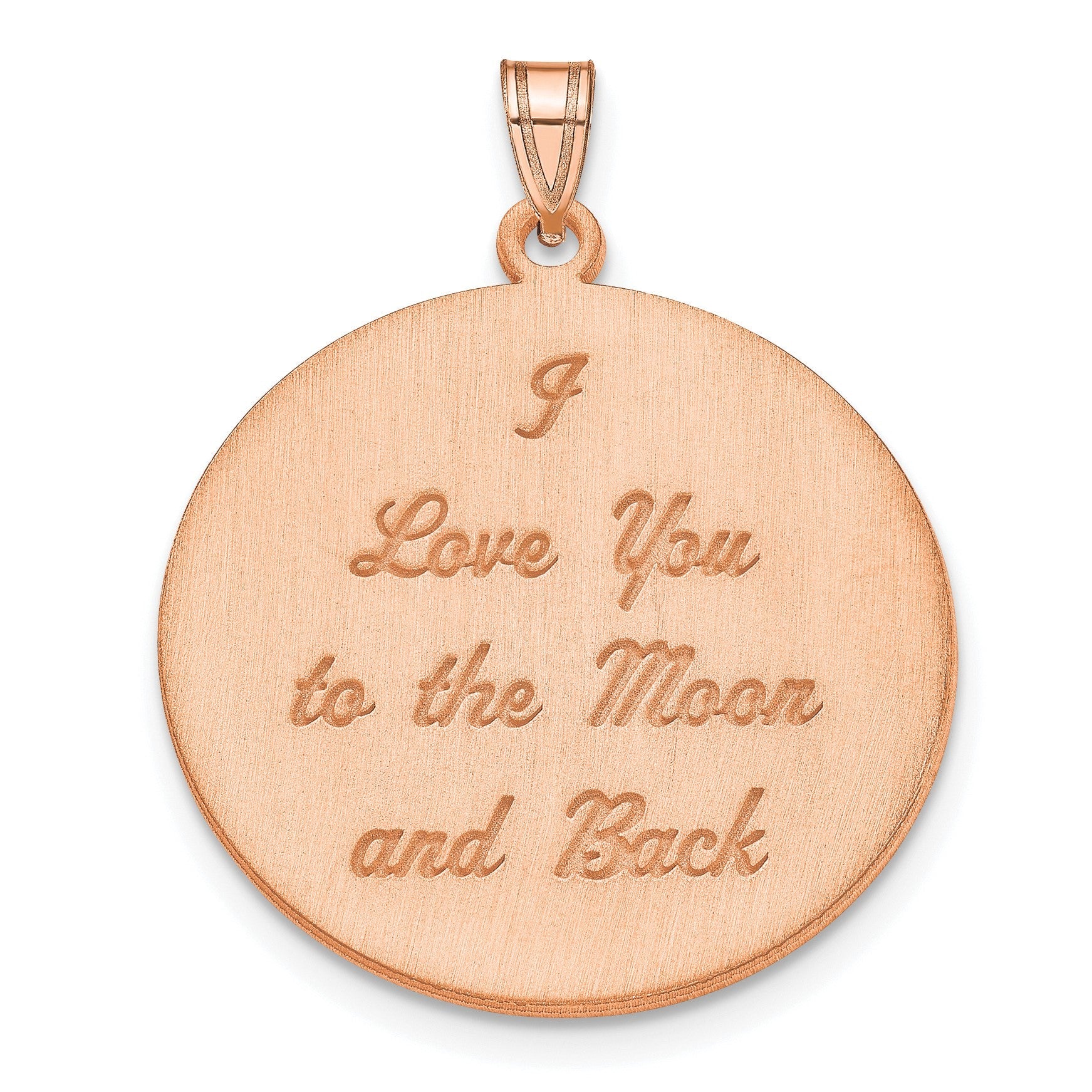 14K Roségold Gebürstet I Liebe You To The Mond Anhänger