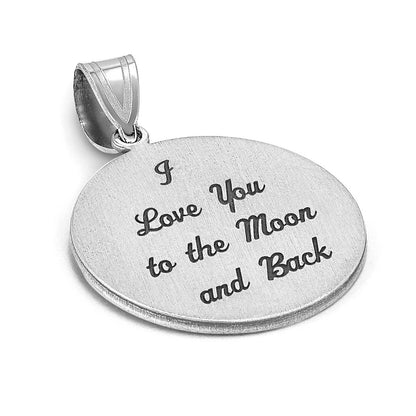 14K Weißgold Gebürstet I Liebe You To The Mond Anhänger