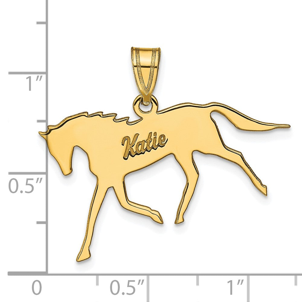14K Gelbgold Pferd mit Name Anhänger