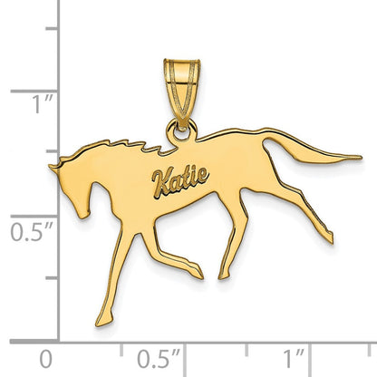 14K Gelbgold Pferd mit Name Anhänger