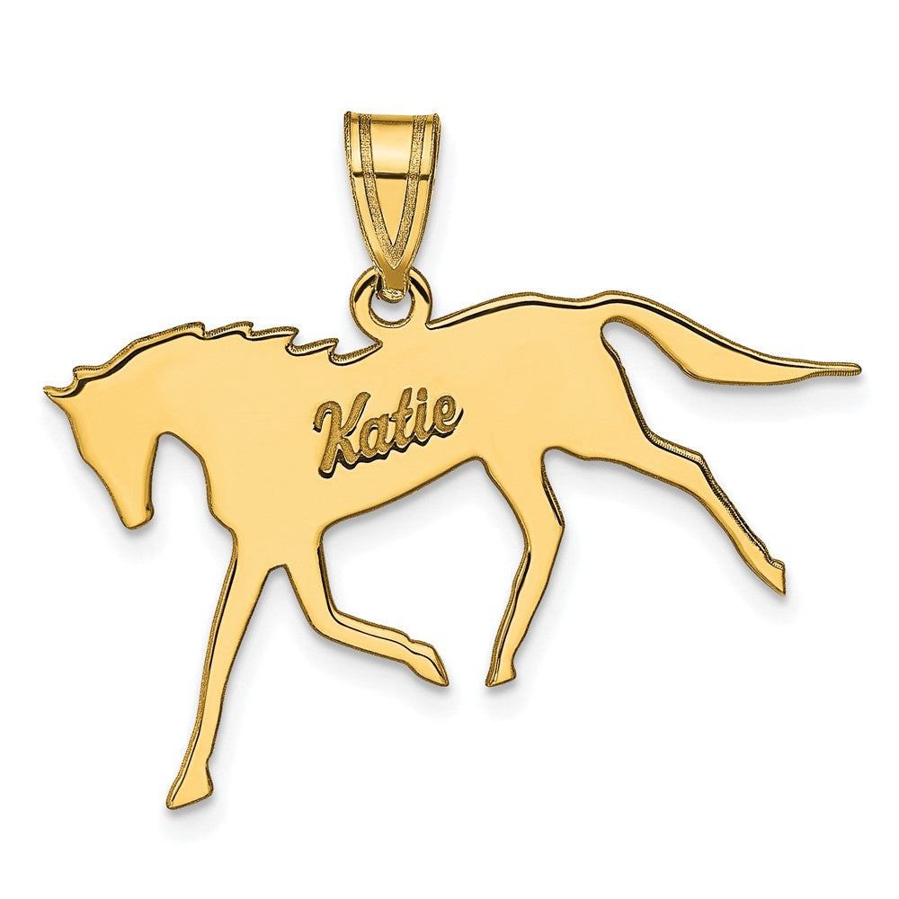 Vergoldet Sterlingsilber /gold Pferd mit Name Anhänger