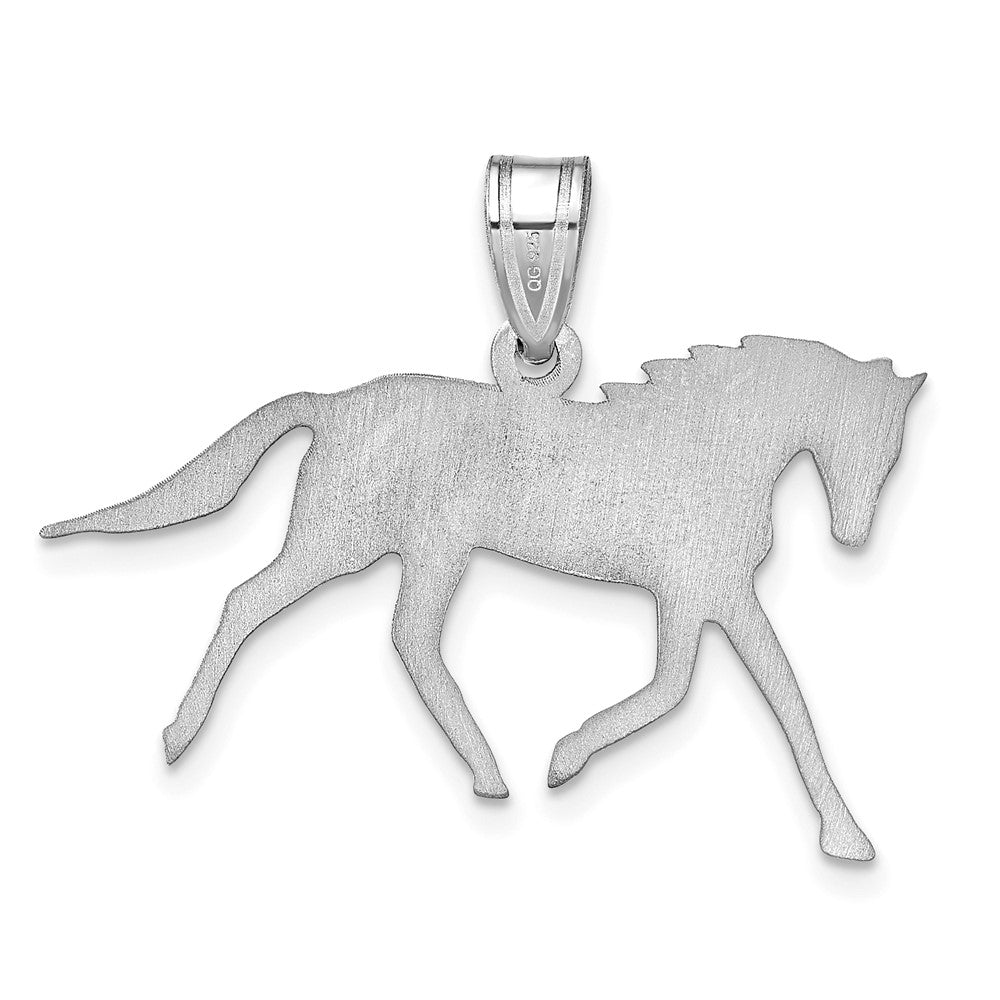 14K Weißgold Pferd mit Name Anhänger