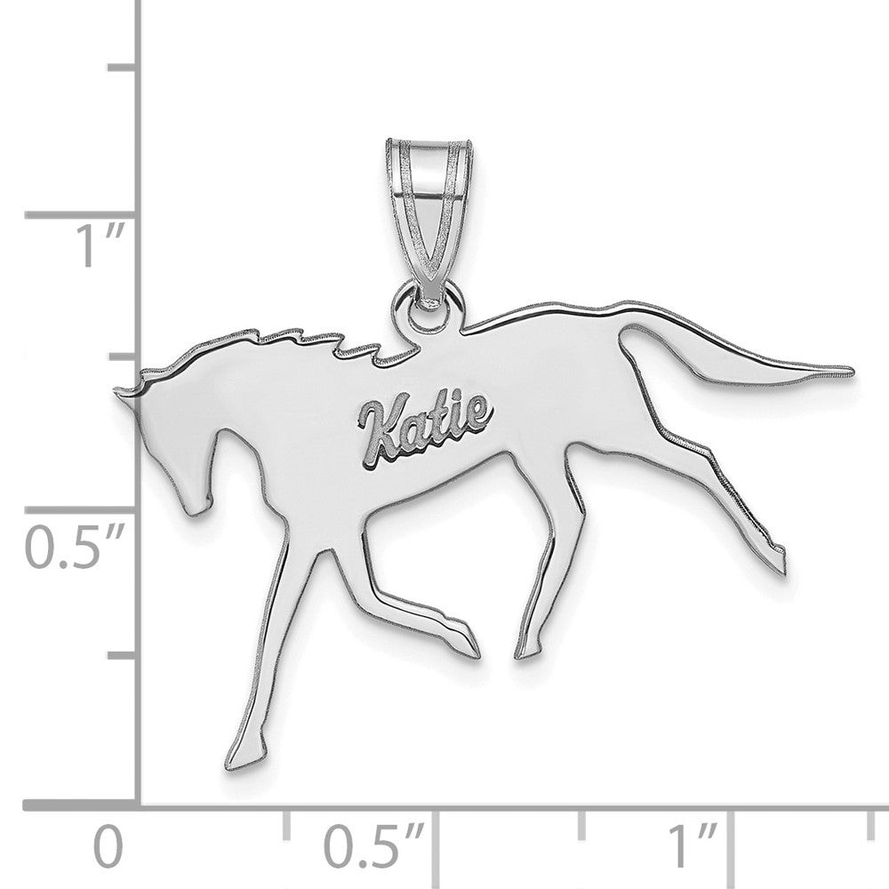 14K Weißgold Pferd mit Name Anhänger