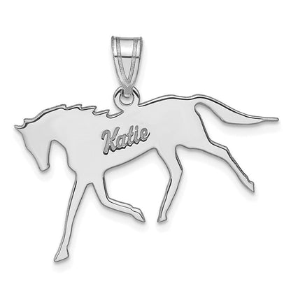 14K Weißgold Pferd mit Name Anhänger