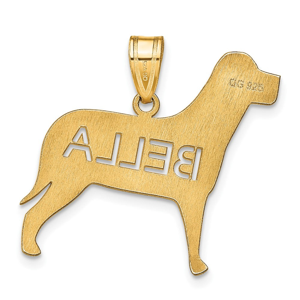 14K Gelbgold Hund mit Ausgeschnitten Name Anhänger