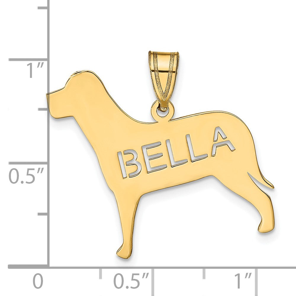 Vergoldet Sterlingsilber /gold Hund mit Ausgeschnitten Name Anhänger