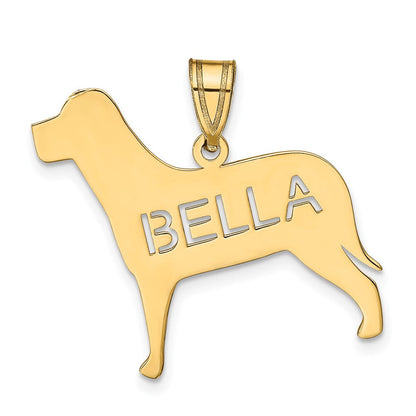 14K Gelbgold Hund mit Ausgeschnitten Name Anhänger