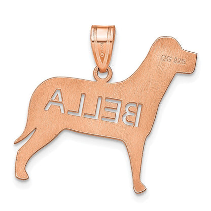 14K Roségold Hund mit Ausgeschnitten Name Anhänger