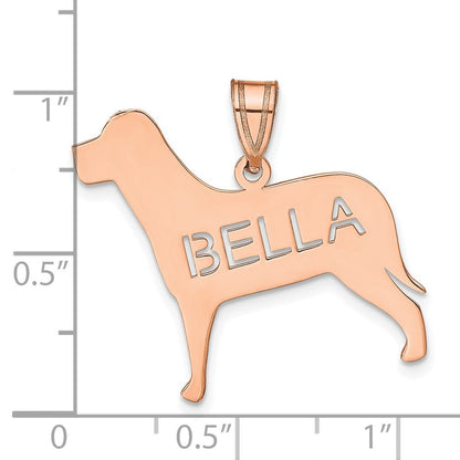 14K Roségold Hund mit Ausgeschnitten Name Anhänger