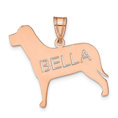 14K Roségold Hund mit Ausgeschnitten Name Anhänger