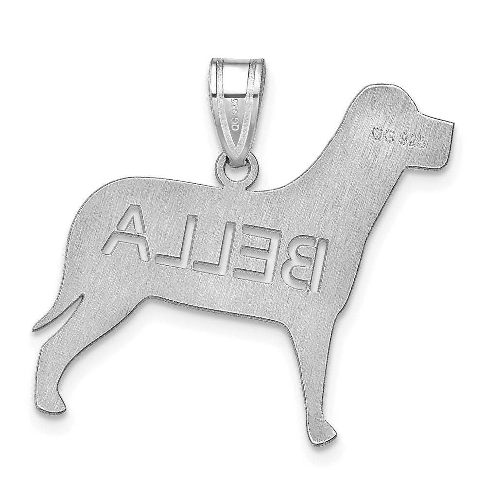 Sterlingsilber Silber/rhodiniert Hund mit Ausgeschnitten Name Anhänger