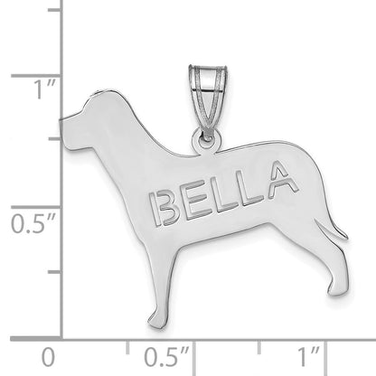 14K Weißgold Hund mit Ausgeschnitten Name Anhänger