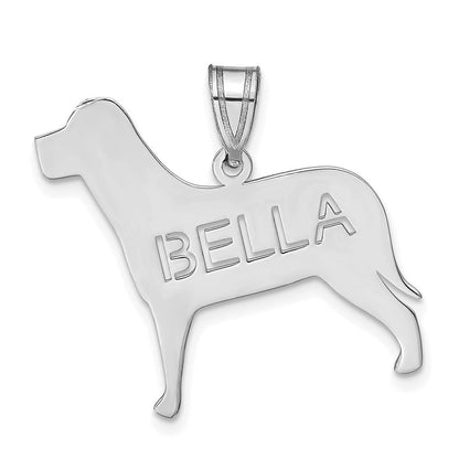 Sterlingsilber Silber/rhodiniert Hund mit Ausgeschnitten Name Anhänger