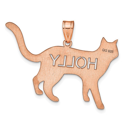 14K Roségold Katze mit Ausgeschnitten Name Anhänger
