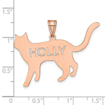 14K Roségold Katze mit Ausgeschnitten Name Anhänger