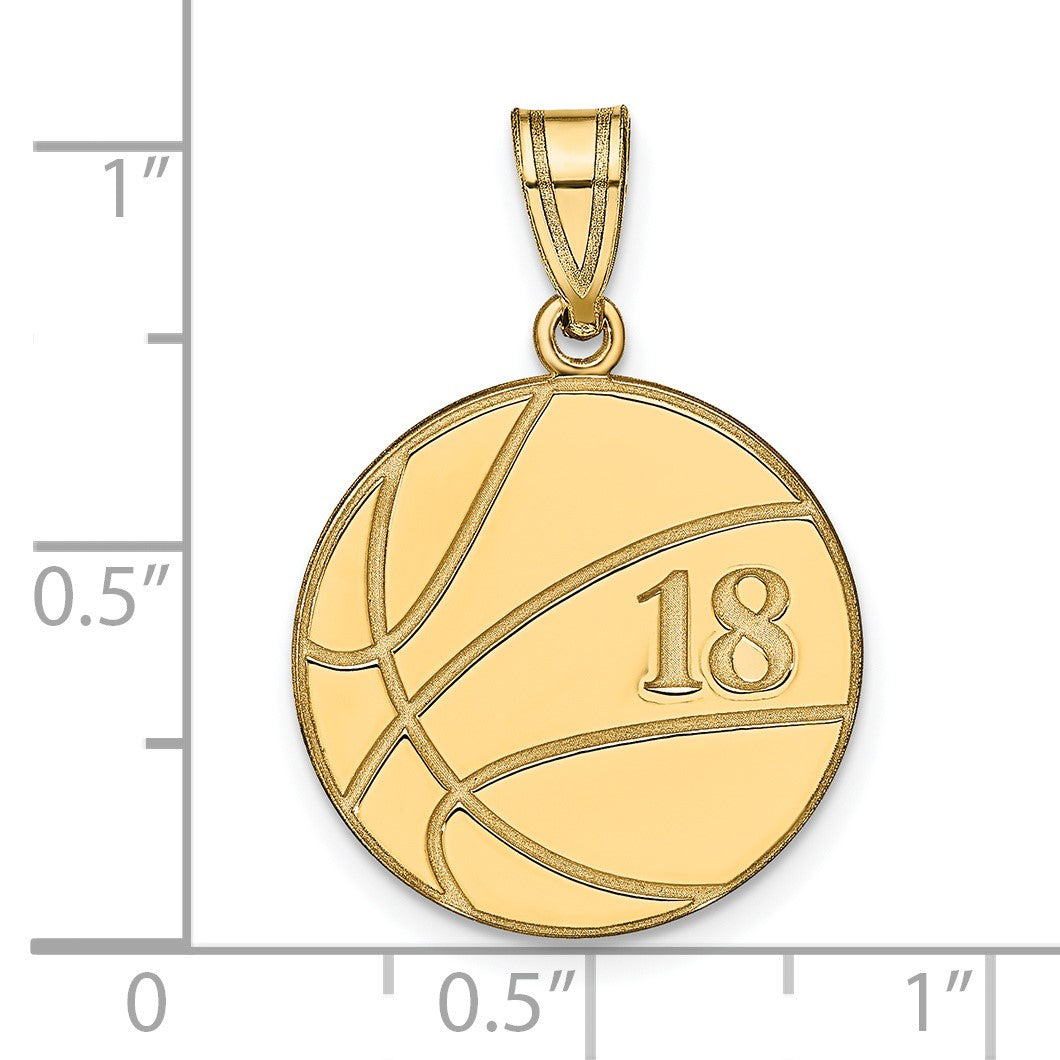 14K Gelbgold Personalisiert Basketball Anhänger