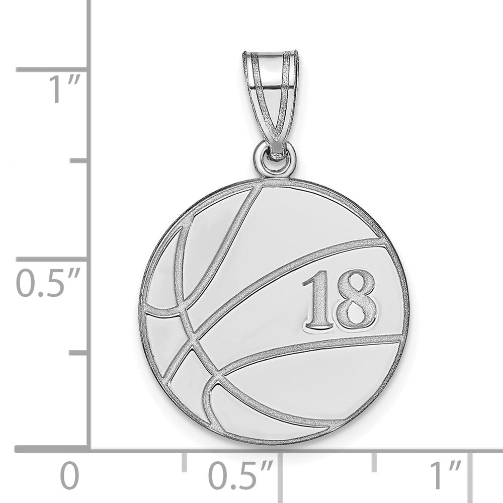 14K Weißgold Personalisiert Basketball Anhänger