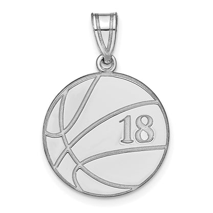 14K Weißgold Personalisiert Basketball Anhänger