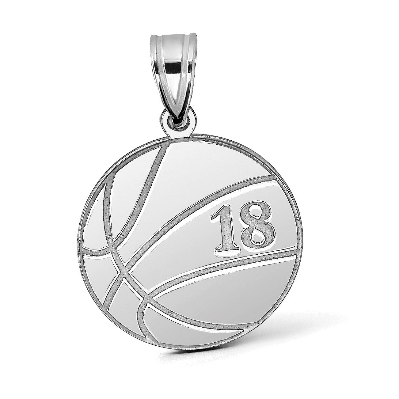 14K Weißgold Personalisiert Basketball Anhänger