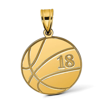 14K Gelbgold Personalisiert Basketball Anhänger