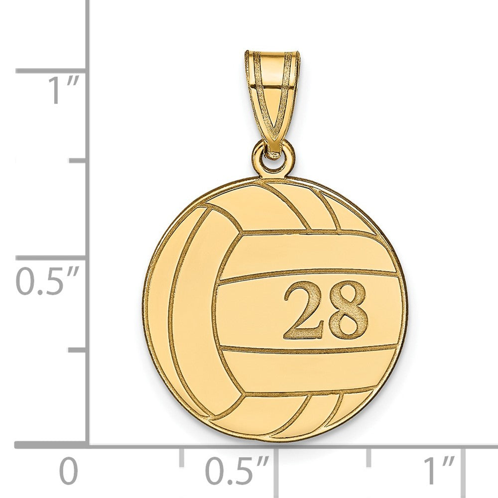 14K Gelbgold Personalisiert Volleyball Anhänger