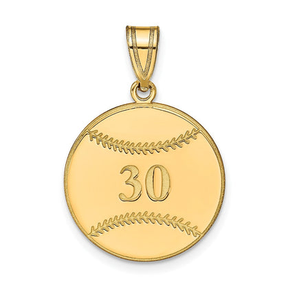 14K Gelbgold Personalisiert Baseball Anhänger