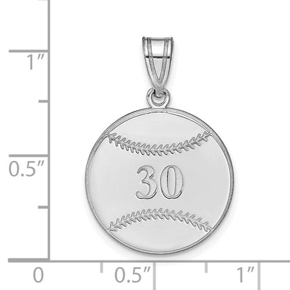 Sterlingsilber Silber/rhodiniert Personalisiert Baseball Anhänger