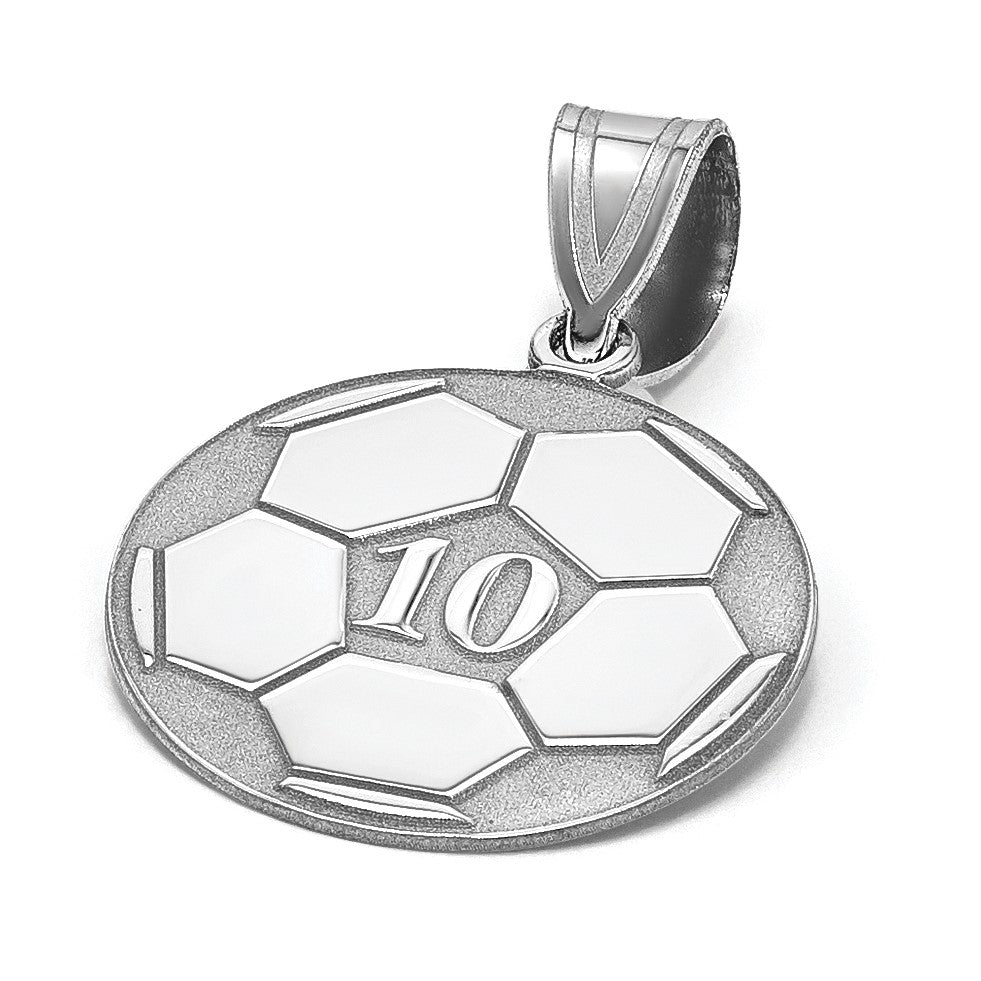 14K Weißgold Personalisiert Fußball Anhänger