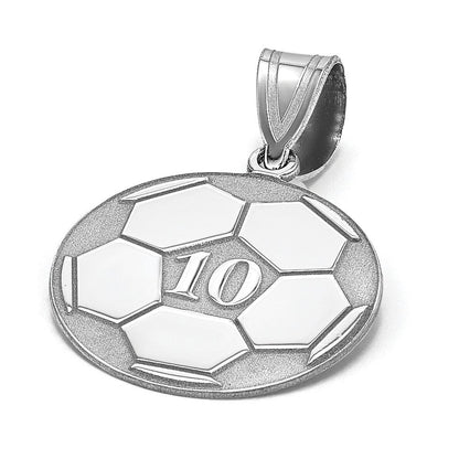 14K Weißgold Personalisiert Fußball Anhänger